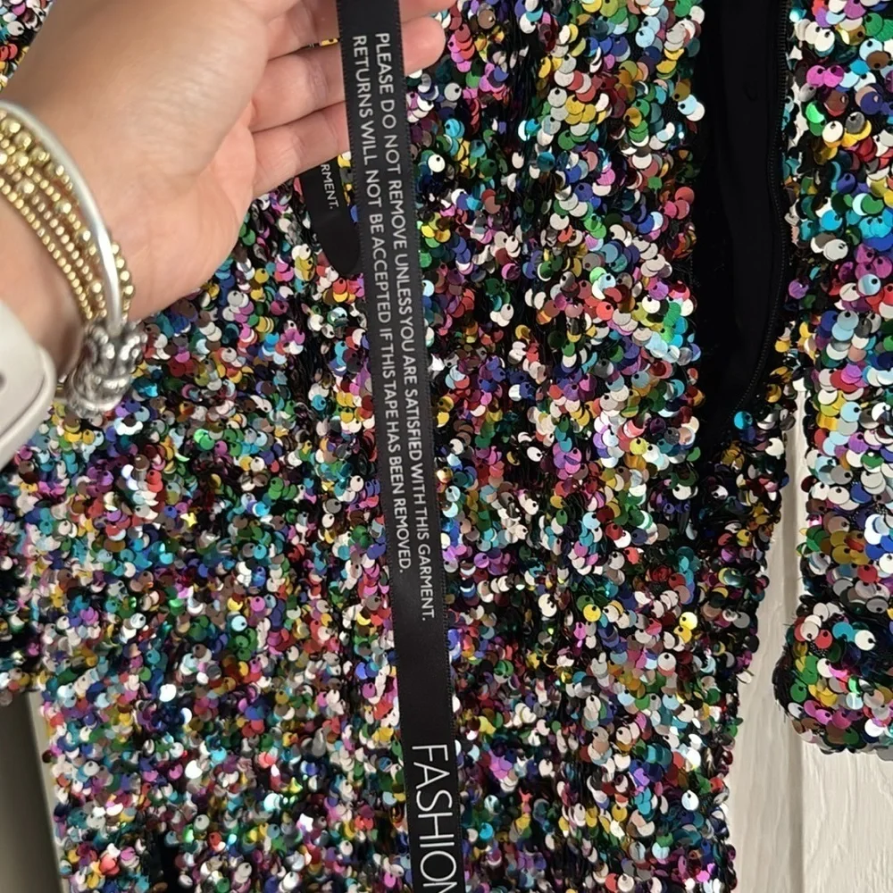 fashion nova Live In The Spotlight Sequin Mini Dress - Multi color